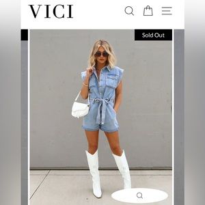 I am selling a VICI denim romper. It’s super cute